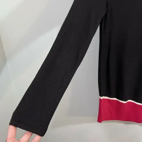 J Jill Women's Black & Red Trim Pullover Oversized Tunic Sweater Size S