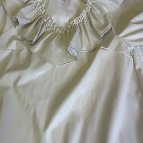 VOY Faux Leather Ruffle Dress Cream Medium