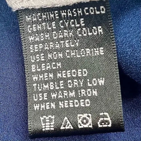 August Silk 1/2 Button Long Sleeve Blouse Large