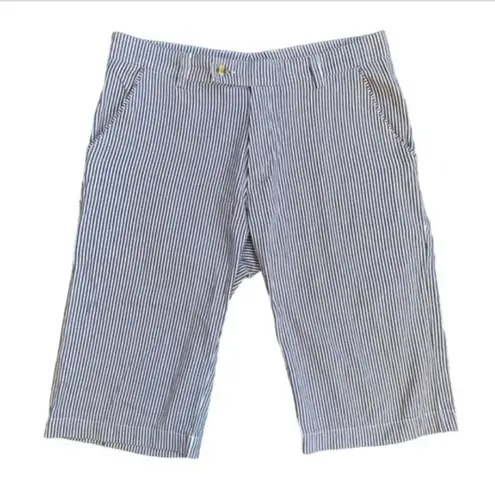 Vintage Blue striped Bermuda shorts Medium Nautical cruisewear resortwear 80s