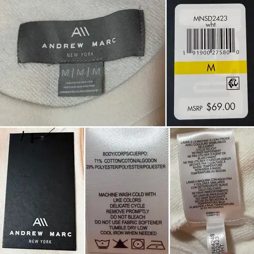 Andrew Marc Crew Neck Drawstring Cotton Blend Minidress Sweatshirt Dress M NWT