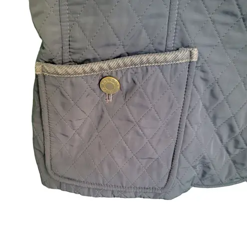 Talbots  Blue Quilted Fleece Lined Mockneck Midweight Womens Vest Size Large