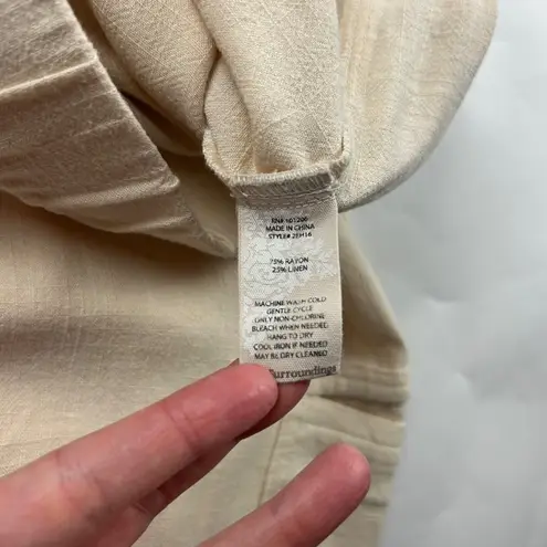 Soft Surroundings Cream Linen Blend Relaxed Leg Cargo Ankle Pant L