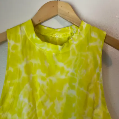 Lululemon Cropped Cotton Tank Top Highlighter Yellow Tie Dye