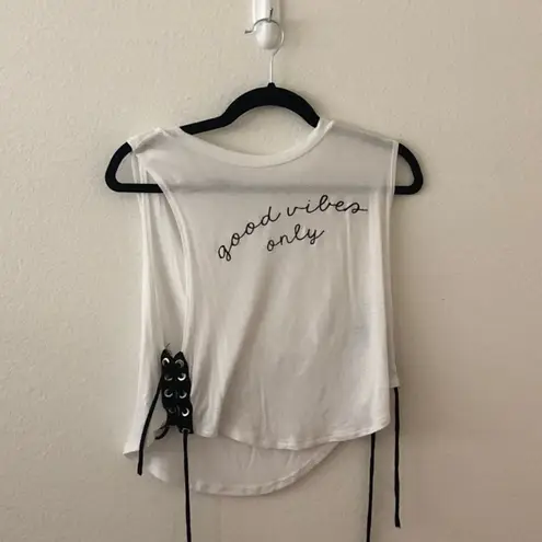 Only good vibes white tank top