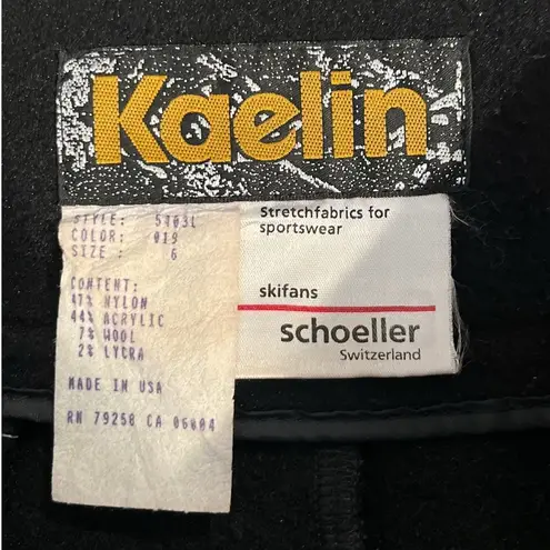 Vintage Kaelin Schoeller Stirrup Stretch Snow Ski Pants Black Wool Blend Size 6