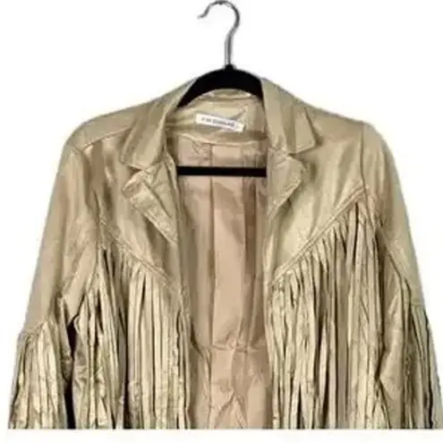 NWT Cropped Soft Faux Western Fringe Suede Open Style Lined Jacket Coat M Cream Size M
