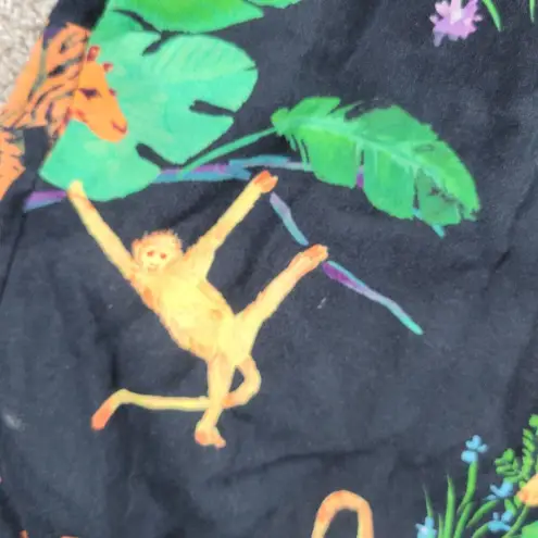 Modcloth  Read it and Steep Romper Womens Medium Black Safari Animals Tie-Neck