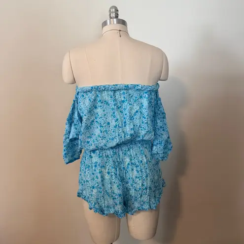 Tiare Hawaii Blue Floral Romper