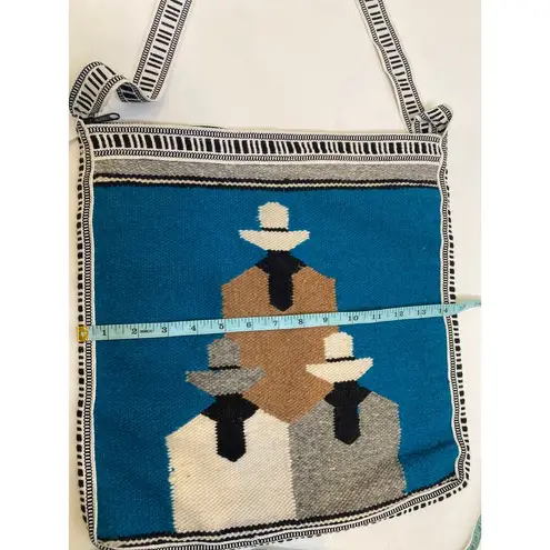 Woolen Incan Folk Bag Made in Ecuador NWT Zipper Double Side Woven Crossbody Bag Blue