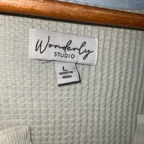 Wonderly Beige “Long John” Look Split Neck Long Sleeve Pullover Top L