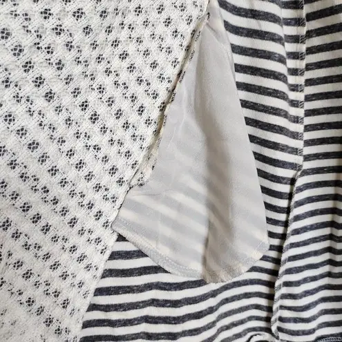 Skies Are Blue Striped Open Front Hooded Top Sweatshirt Hoodie Womens S Pockets