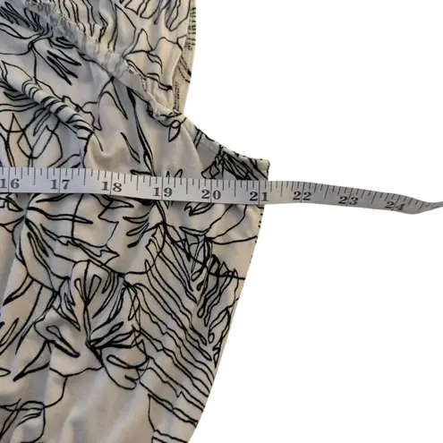Soma White Black Tropical Leaf Print Dress Size XL Flutter Sleeve Vacation Beach