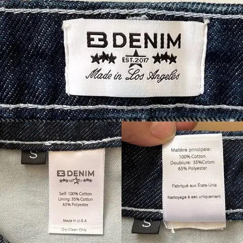 EB Denim Micro Denim Skirt Mini Dark Contrast Stitching Midnight S NWT Blue