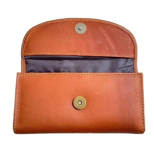 Handmade Handcrafted Boho Colorful Floral Embroidered Brown Leather Wallet