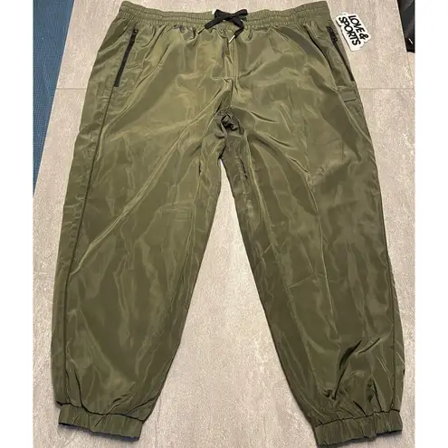 Love & Sports Sz 3X NWT Jogger Drawstring Pockets Water Resistent Mesh Lined Green