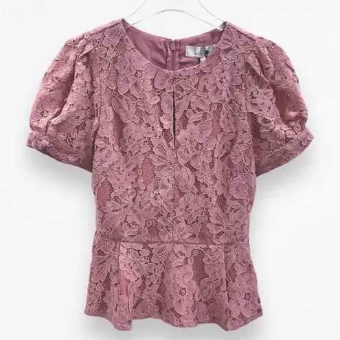 Adelyn Rae Blouse Dawn Pink Lace Peplum Size Small New With Tags