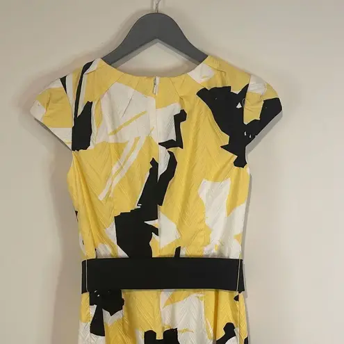 Chetta B SunheeĀ Women's Sheath Dress Midi GeometricāCap Sleeveā Yellow Size 2