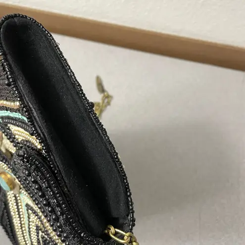 Mary Frances Beaded Handbag Purse Black Chain Strap Arrowhead Gem Embellish EUC