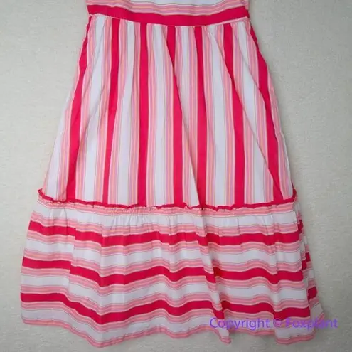 New! J Crew Factory Striped square neck midi dress. size 12 Pink