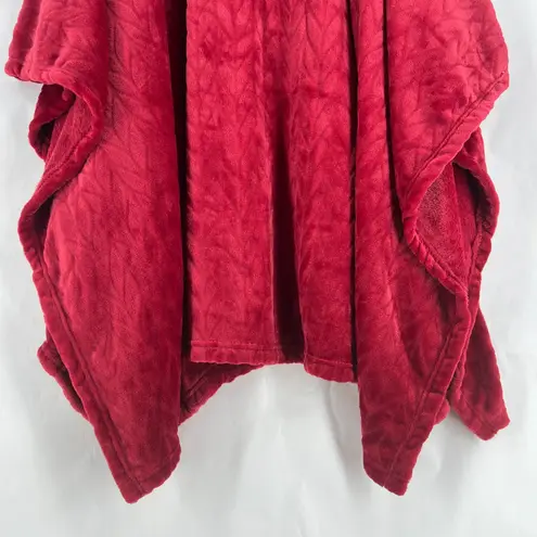 Charter Club Garnet Cozy Plush Wrap Robe Throw Red White Faux Fur Trim 50"x70"