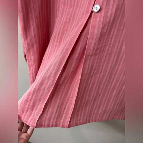 Fridaze Pink Linen Striped Button Up Top Sz L Size L - Image 11
