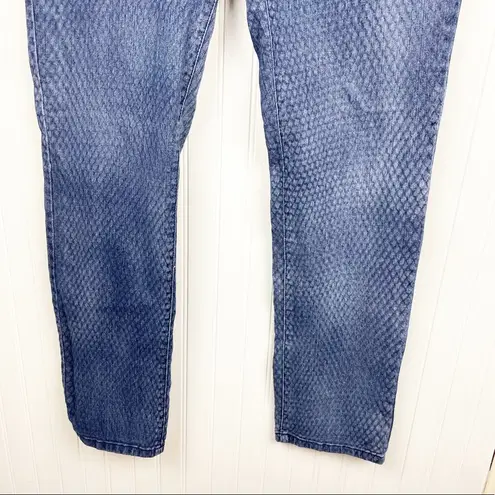NYDJ Skinny Fit Blue Denim Jeans Snakeskin Fish Scale Print Women's Size 6