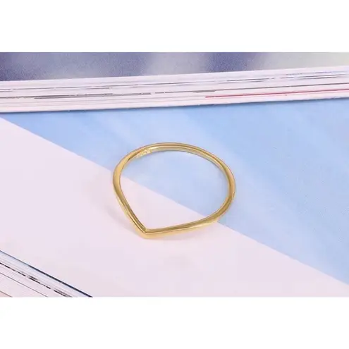 Boutique 14k Gold Filled S925 V Shaped Curve Band Ring, Size 6