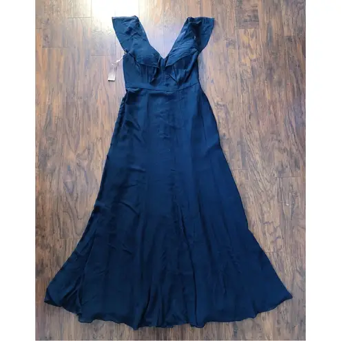 Jenny Yoo • Cecilia navy bridesmaid dress ruffled chiffon gown maxi formal