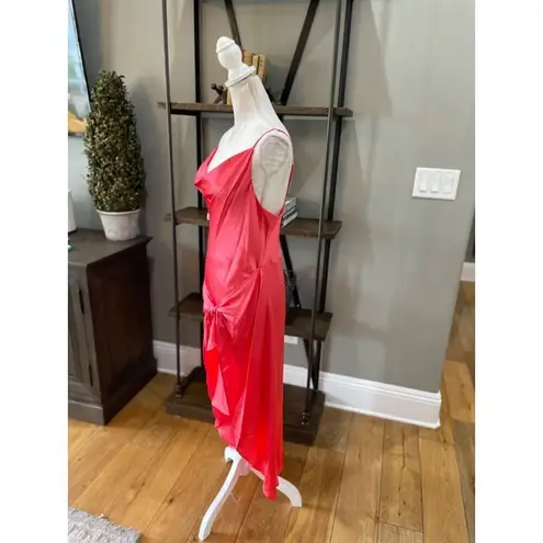 L'Agence Rose Silk Sarong Wrap Skirt Midi Dress Coral Rose Womens Size 8