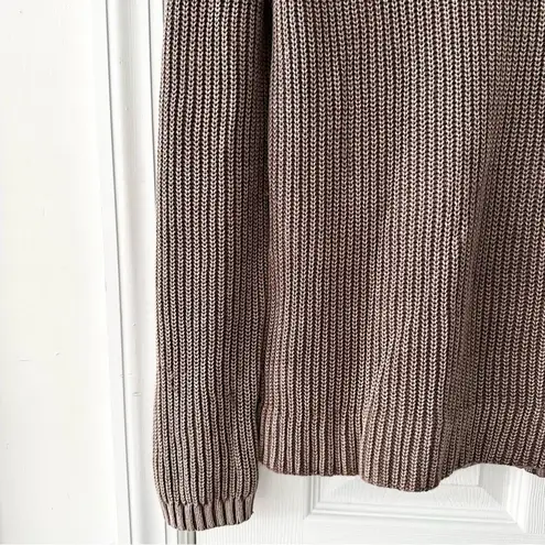 Tyler Boe Tan Light Brown Ribbed Button Back Neck Crewneck Casual Sweater Small