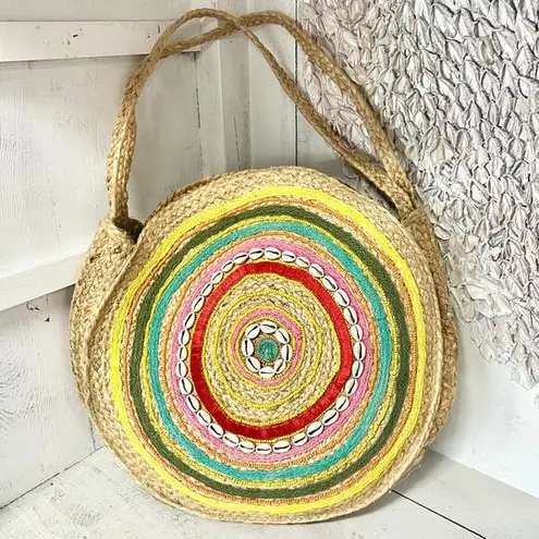 NEW Muche Muchette Milagro Braided Straw Round Shoulder Handbag Beige One Size