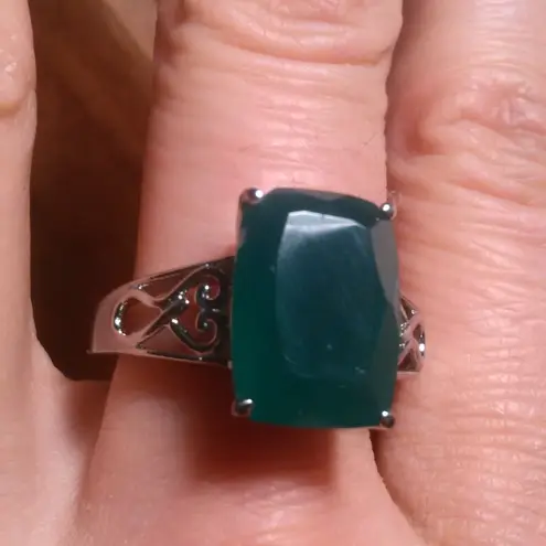 Verde Onyx Stainless Steel Solitaire Ring (Size 10)