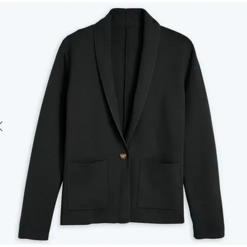 Summersalt Womens Ribbed Knit Sweater Blazer Shawl Collar Jacket Size L Black