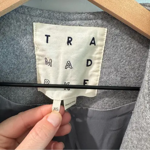 Trademark Almond Collarless Coat Wool Blend Light Grey Size XS Gray