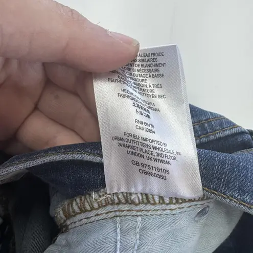 Free People  Jeans Womens 24 Blue Destroyed Reagan High Rise Button Fly‎ Skinny