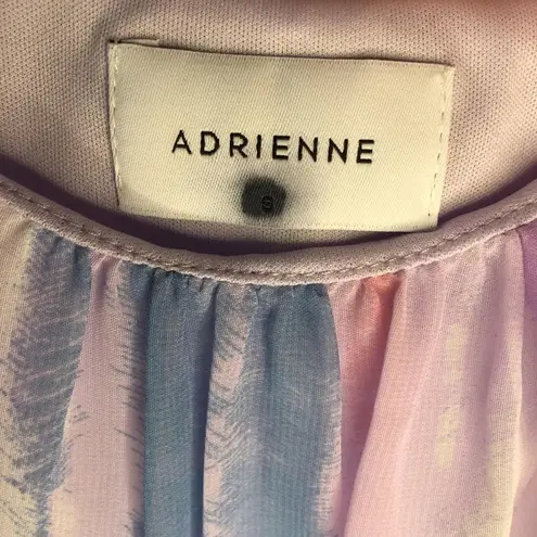 Adrienne Lavender Watercolor Shift Dress Round Neckline Flowy Women's Sm