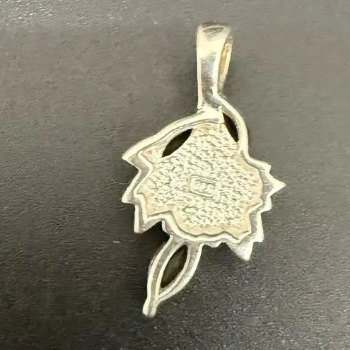 925 Sterling Silver Smoky Quartz Marquis Grape Vine Leaf Small Pendant 3g.