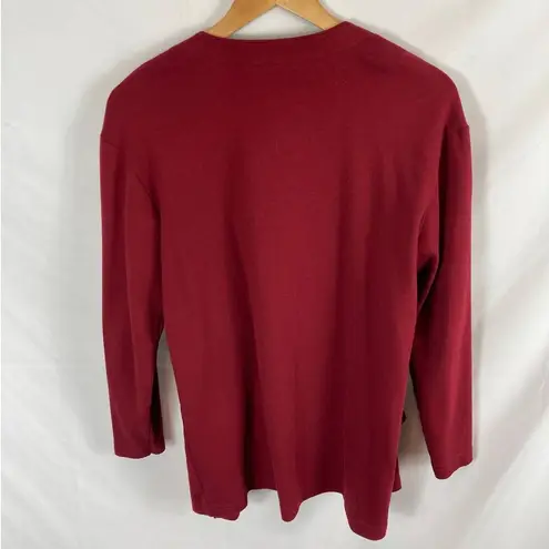 Lands' End  Button UP V Neck Cardigan Sweater Red Size XS