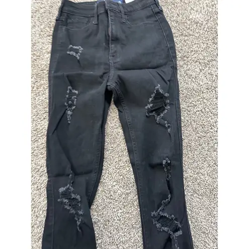Hollister  Womens Black Ripped Distressed High Rise Jeans‎
