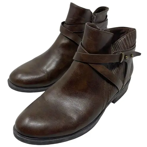 Baretraps “Yadda” Women’s Size 8.5M Brown Side Zip Ankle Booties Faux Leather