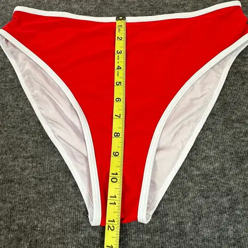 Unbranded Bikini Set Women Large Red with White Trim Bralette Two Piece Swimsuit