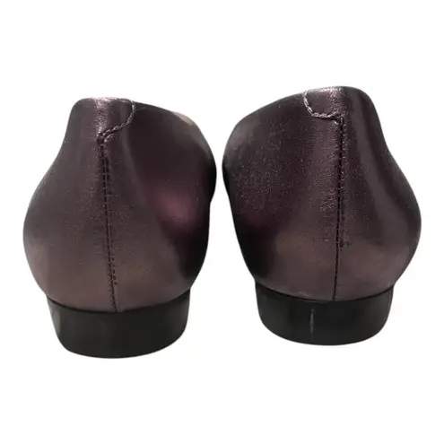 Trotters Honor Pewter Women's Leather Flexible Square Toe Flat Shoes Size 10M