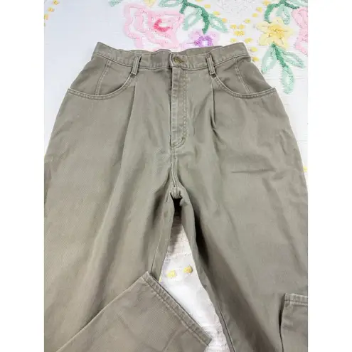 L.L.Bean  Vintage Womens Size 14 High Waist Pleated Tapered Leg Jeans Khaki