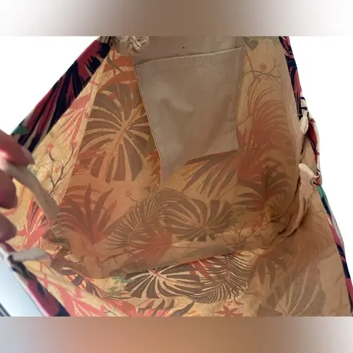 Palm Leaf Canvas Beach Travel Tote Blue