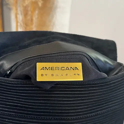 Americana by Sharif Black Ribbed Canvas & Leather Crossbody Bag Purse