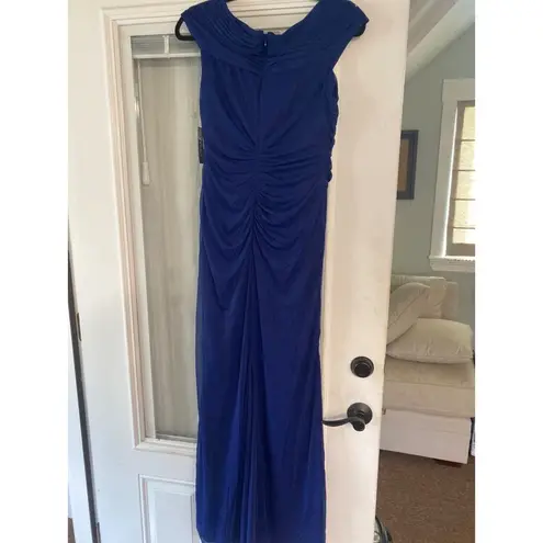 Alex Evenings NWT Size 10 Electric Blue Embellished Cap Sleeve Ruched Gown (b6)