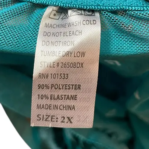 NOS Spree Intimates Plus Size Teal Sheer Sequin Lace Lingerie Mini Slip Dress Blue