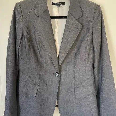 Anne Klein  grey wool blend blazer suit jacket stretch lined Women’s size 8P