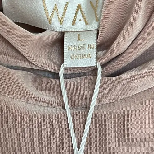 WAYF Twin Flame Nude Cold Shoulder High Neck Midi Dress Large NEW